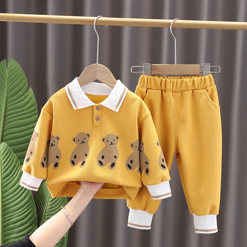 Conjunto Infantil Gola Polo Ursos conjunto Loja Click Certo Amarelo 8-12 Meses 