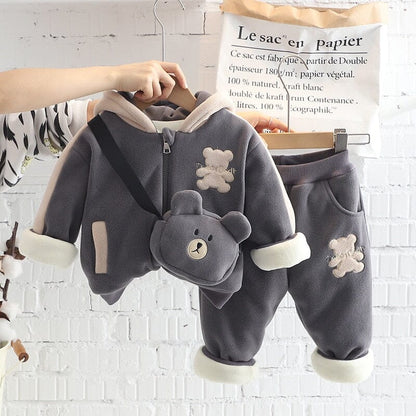 Conjunto Infantil Inverno Ursinho 3 Peças Loja Click Certo Cinza 6-9 Meses 