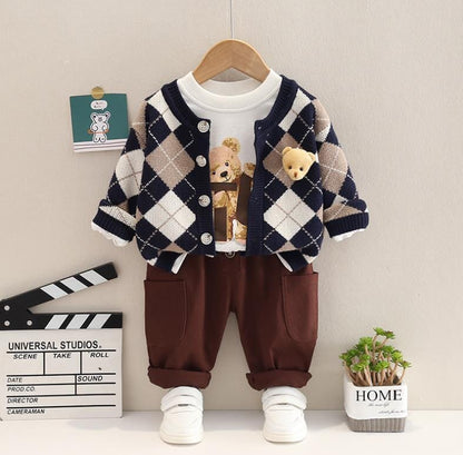 Conjunto Infantil Masculino 3 Peças Ursinho Loja Click Certo Azul 6-12 Meses 