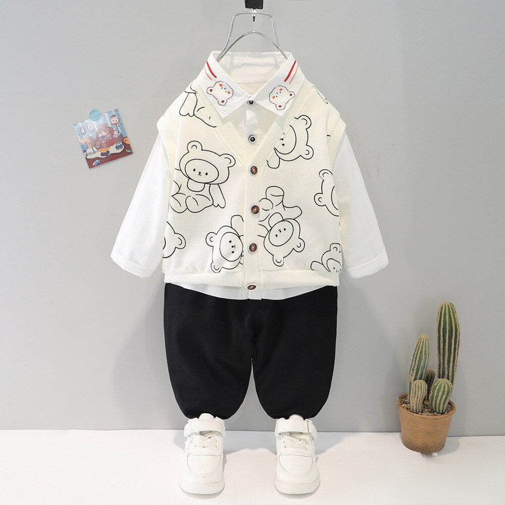 Conjunto Infantil Masculino 3 Peças Urso Loja Click Certo Branco 4-6 Meses 