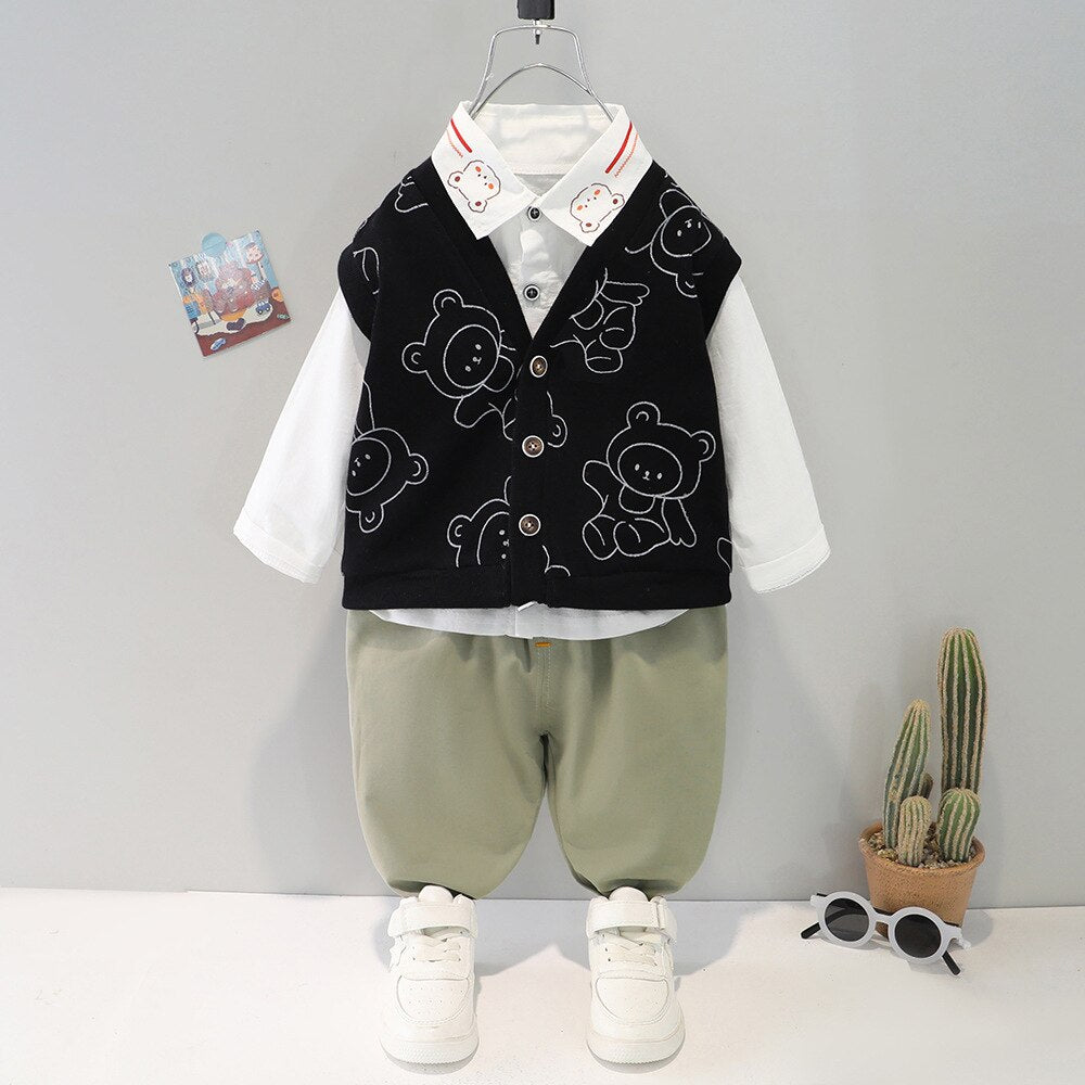 Conjunto Infantil Masculino 3 Peças Urso Loja Click Certo Preto 4-6 Meses 