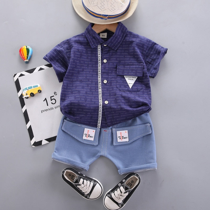 Conjunto Infantil Masculino Bolsinhos conjunto Loja Click Certo Azul 2-3 Anos 