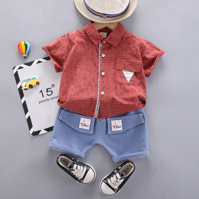 Conjunto Infantil Masculino Bolsinhos conjunto Loja Click Certo Marrom 2-3 Anos 