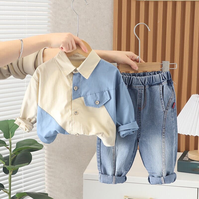 Conjunto Infantil Masculino Camisa Botões e Jeans Loja Click Certo 