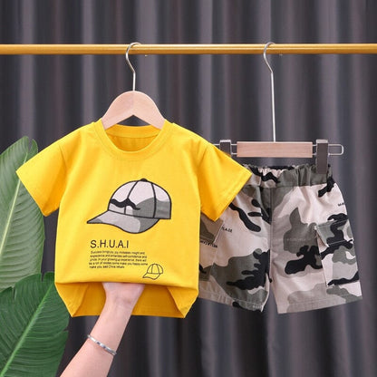 Conjunto Infantil Masculino Camuflado Loja Click Certo Amarelo 6-9 Meses 