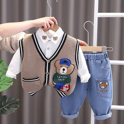 Conjunto Infantil Masculino Colete e Jeans Ursinho Loja Click Certo 