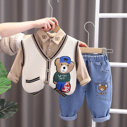 Conjunto Infantil Masculino Colete e Jeans Ursinho Loja Click Certo 