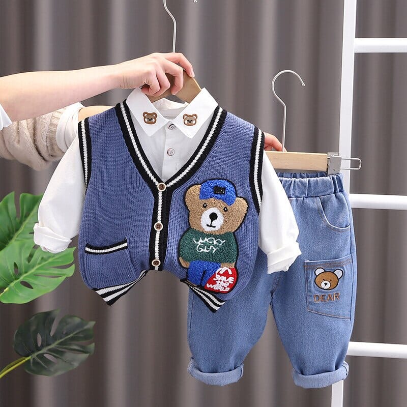 Conjunto Infantil Masculino Colete e Jeans Ursinho Loja Click Certo 