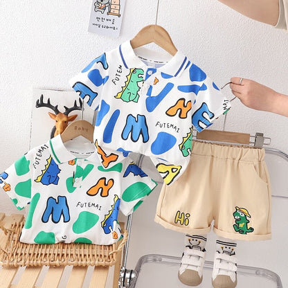 Conjunto Infantil Masculino Dinossauro Gola Polo Loja Click Certo 