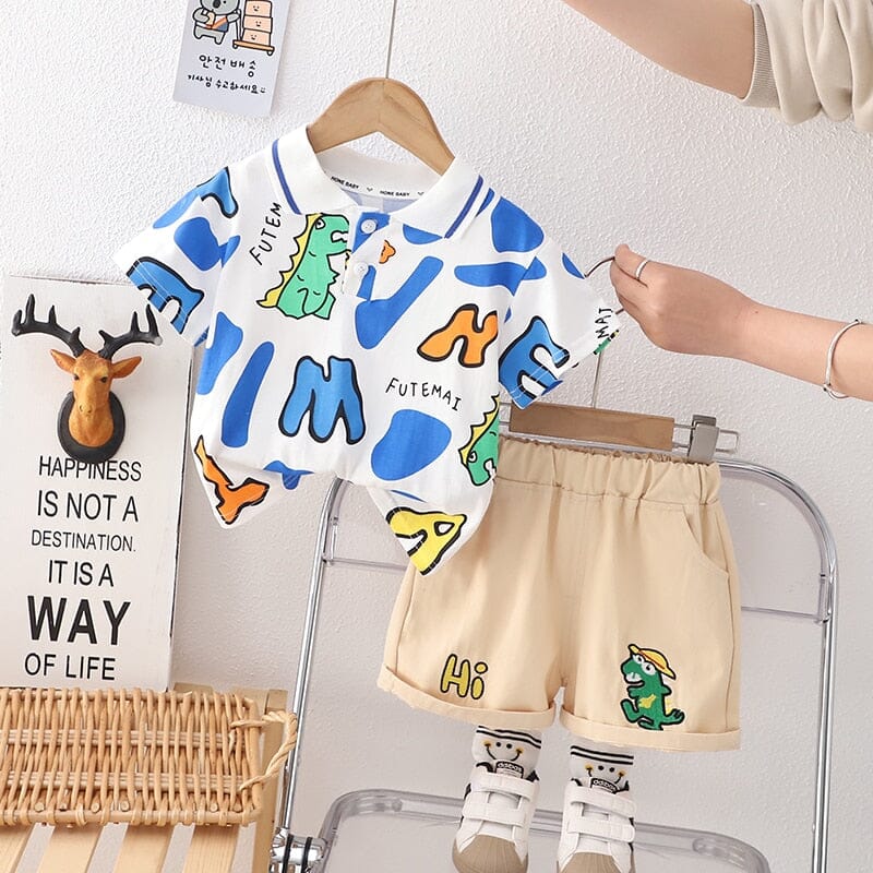 Conjunto Infantil Masculino Dinossauro Gola Polo Loja Click Certo 