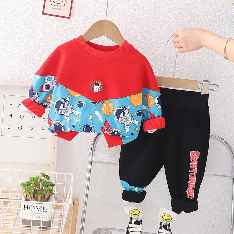 Conjunto Infantil Masculino Espaço Astronauta Loja Click Certo Vermelho 6-12 Meses 