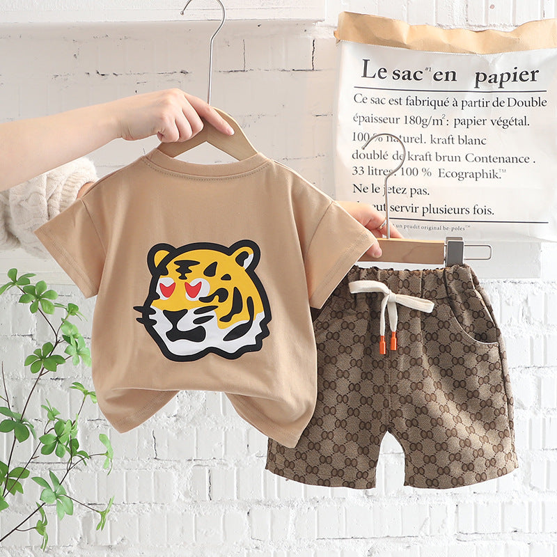 Conjunto Infantil Masculino G&D Tigre conjunto Loja Click Certo Bege 6-12 Meses 