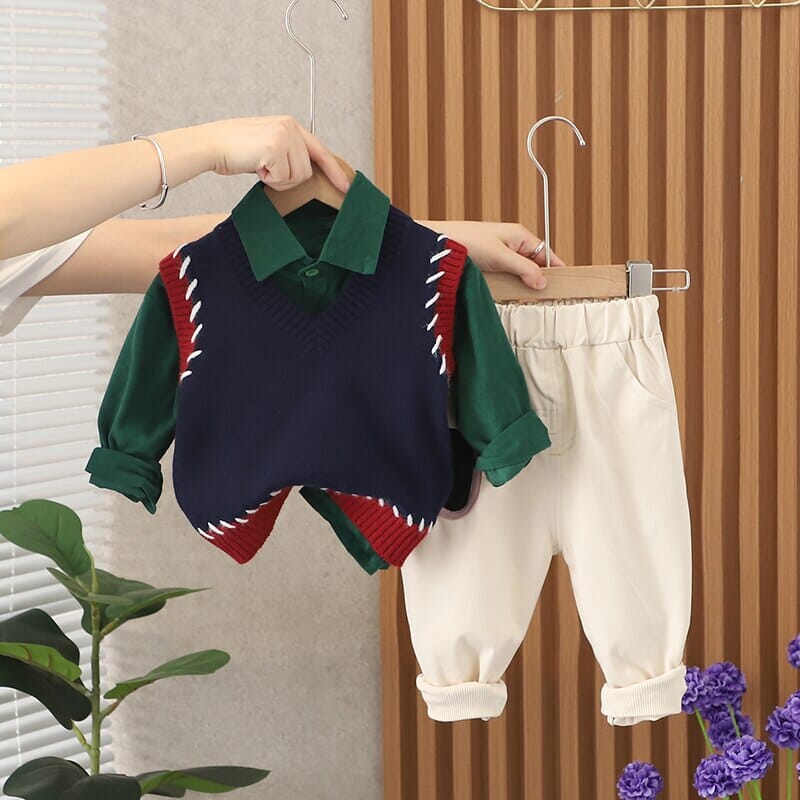 Conjunto Infantil Masculino Inverno Colete 3 Peças Loja Click Certo Verde 2-3 Anos 