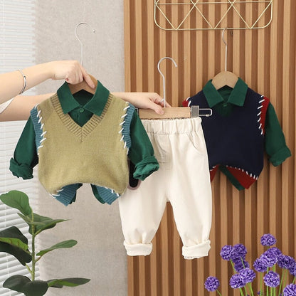 Conjunto Infantil Masculino Inverno Colete 3 Peças Loja Click Certo Verde 6-9 Meses 