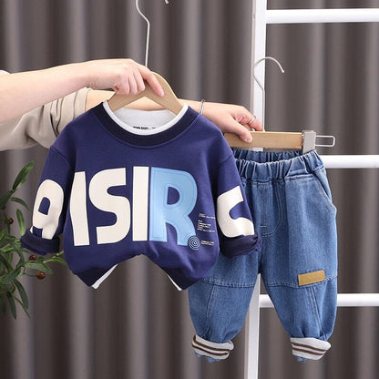 Conjunto Infantil Masculino Inverno Moletom e Jeans Loja Click Certo Azul 0-6 Meses 