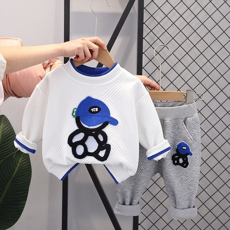 Conjunto Infantil Masculino Inverno Ursinho Boné Loja Click Certo branco 6-9 Meses 