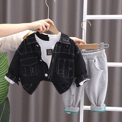 Conjunto Infantil Masculino Jaqueta 3 Peças Loja Click Certo Preto 6-12 Meses 