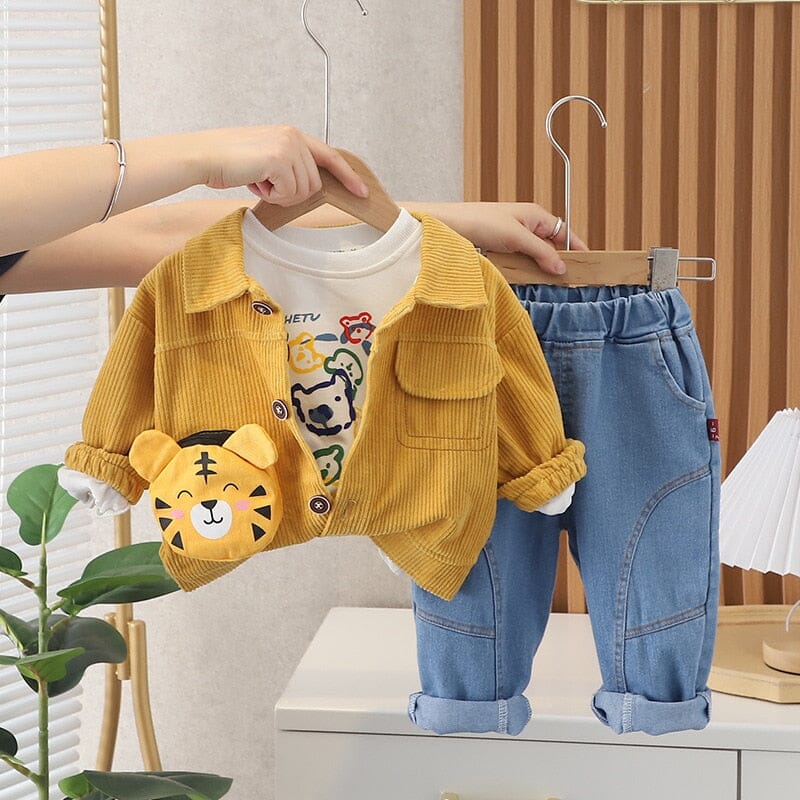 Conjunto Infantil Masculino Leãozinho 3 Peças Loja Click Certo Amarelo 6-12 Meses 