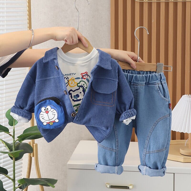 Conjunto Infantil Masculino Leãozinho 3 Peças Loja Click Certo Azul 6-12 Meses 