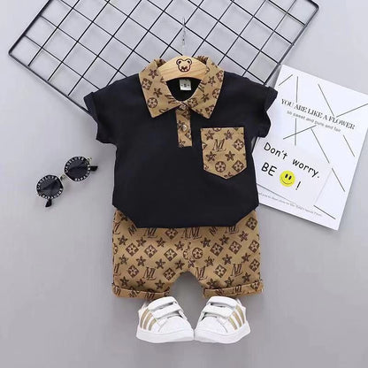 Conjunto Infantil Masculino LV Gola Polo Conjunto Loja Click Certo Preto 12-18 Meses - Altura da Criança 80CM 