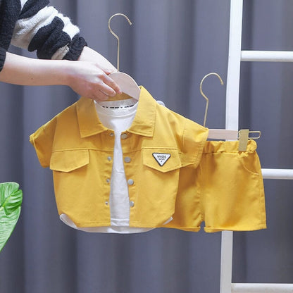 Conjunto Infantil Masculino Made Botões Loja Click Certo Amarelo 6-9 Meses 