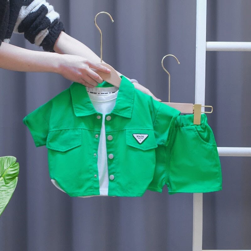 Conjunto Infantil Masculino Made Botões Loja Click Certo Verde 6-9 Meses 