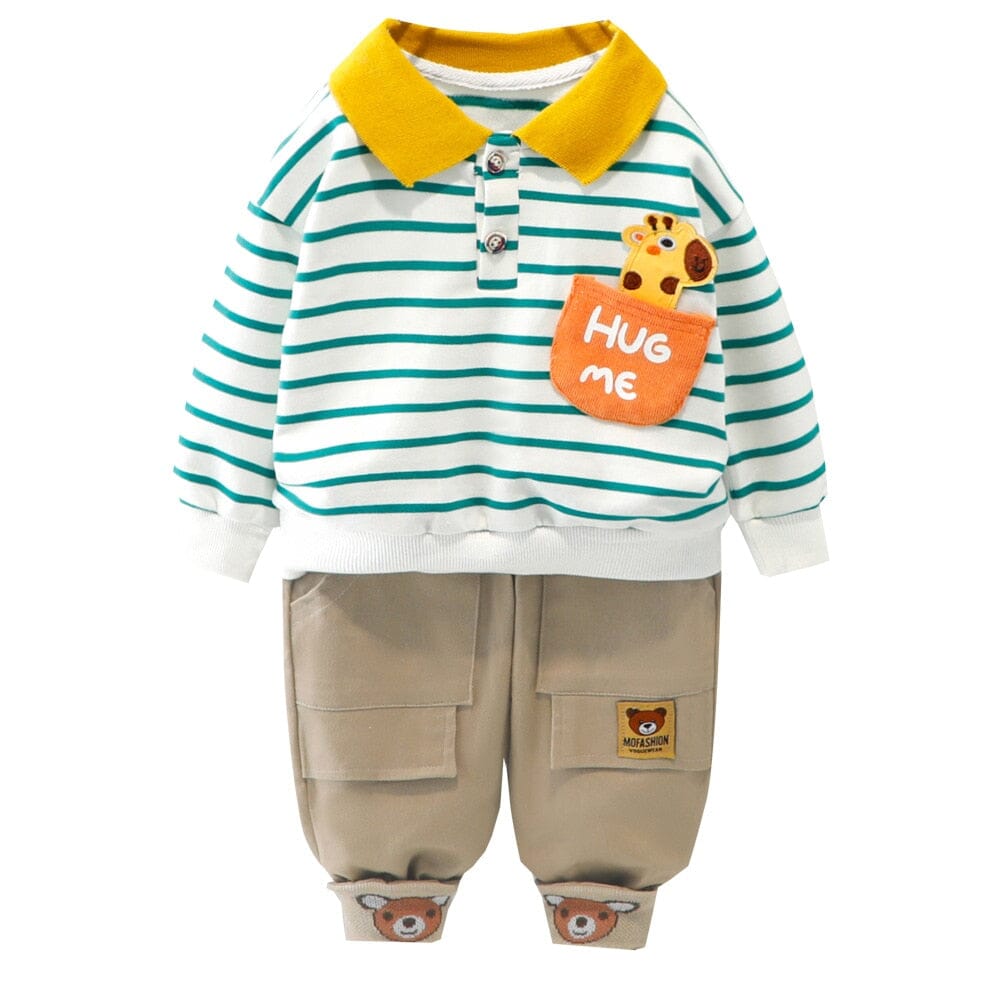 Conjunto Infantil Masculino "Me abrace" Loja Click Certo Azul 3-6 Meses 