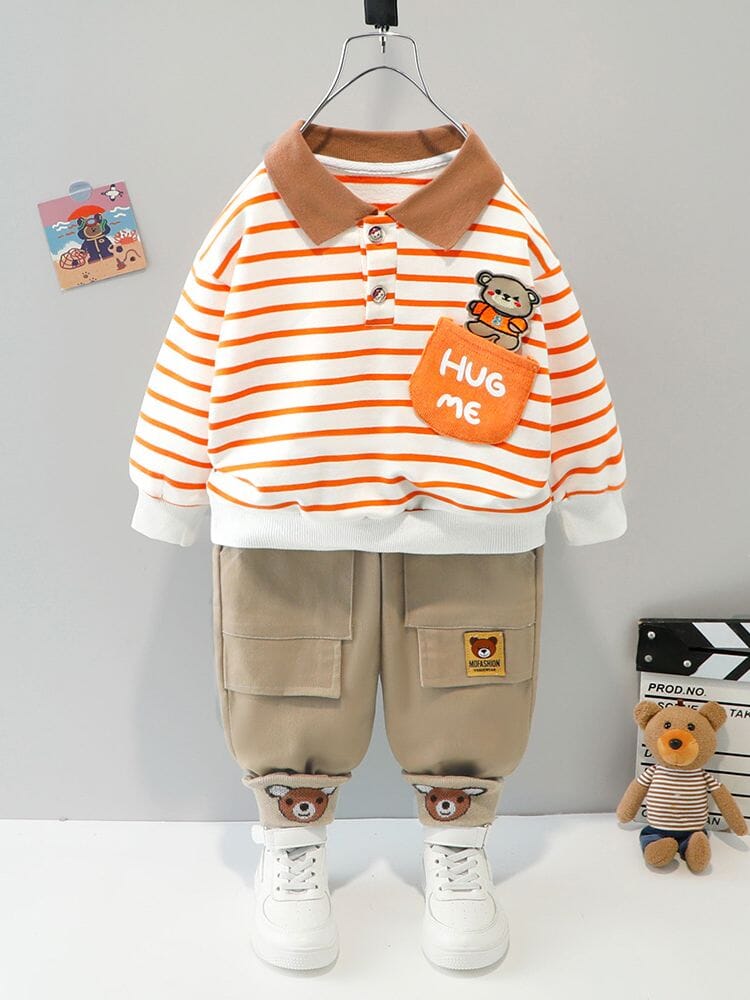 Conjunto Infantil Masculino "Me abrace" Loja Click Certo Laranja 3-6 Meses 