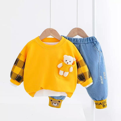 Conjunto Moderno Ursinho Conjunto Loja Click Certo Amarelo 6-9 Meses 