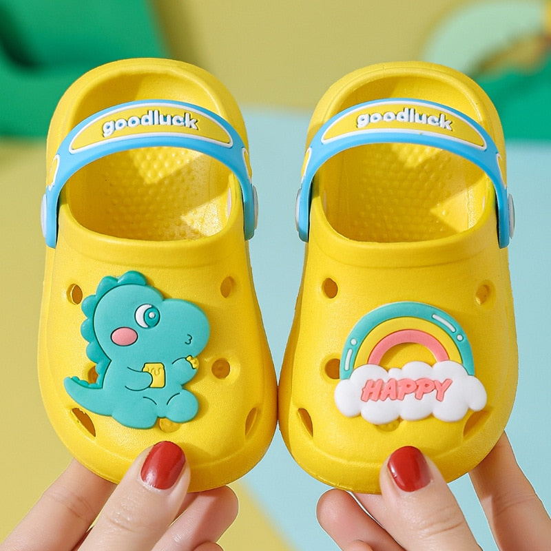 Crocks Infantil Dino Happy crocks Loja Click Certo Amarelo 8-12 Meses Palmilha 13cm 