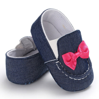 Mocassim Jeans Laço Mocassim Loja Click Certo Jeans 0-6 meses 11CM 