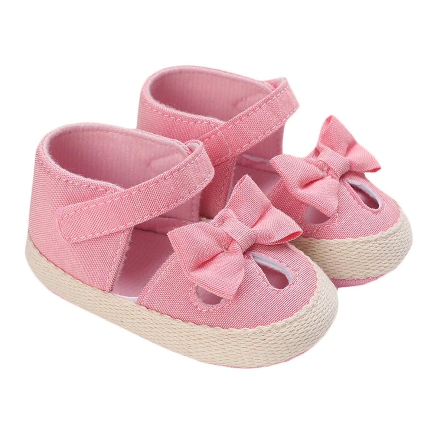 Sandália Velcro e Lacinho sandália Loja Click Certo Rosa 0-6 Meses 11cm 