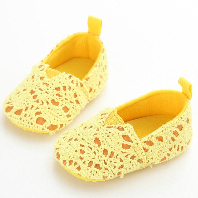 Sapatilha Linho sapatos Loja Click Certo Amarelo 0-6 Meses 11cm 