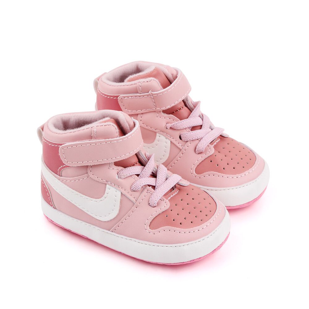 Tênis Boot Meninas Tênis Loja Click Certo Rosa e Branco 0-6 Meses 11cm 