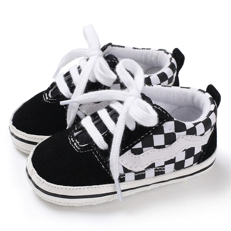 Tênis Infantil Vnns Loja Click Certo Preto Xadrez 0-6 Meses 11cm 