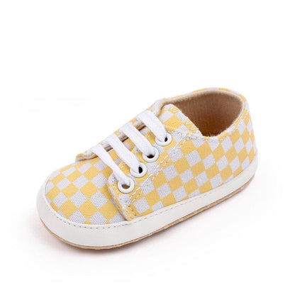 Tênis Infantil Xadrez Loja Click Certo Amarelo 0-6 Meses 11cm 