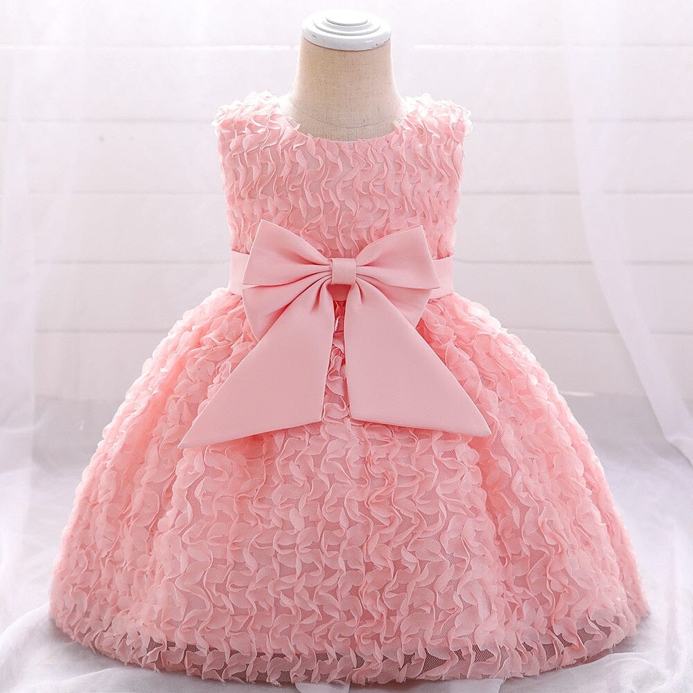 Vestido de Festa Infantil Detalhes e Laço Loja Click Certo Rosa 18-24 Meses 