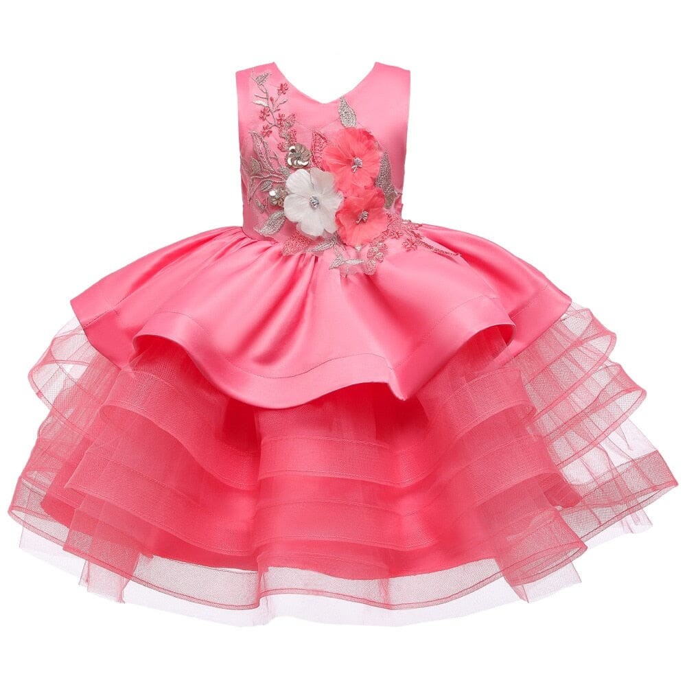 Vestido de Festa Infantil Primavera e Babados Loja Click Certo Pink 2-3 Anos 