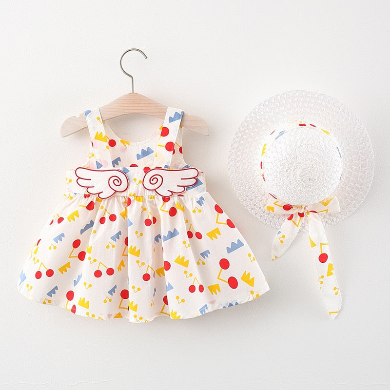 Vestido Infantil Asas de Anjo + Chapéu vestido Loja Click Certo Vermelho 4-6 Meses 