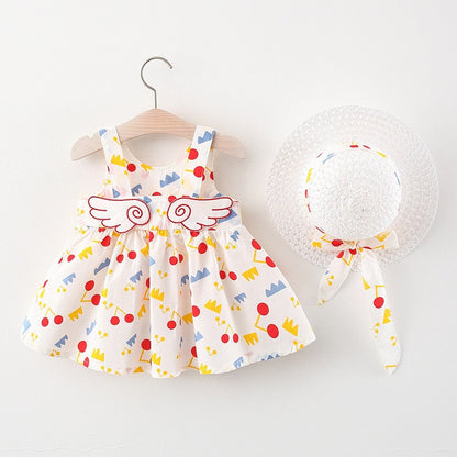 Vestido Infantil Asas de Anjo + Chapéu vestido Loja Click Certo Vermelho 4-6 Meses 