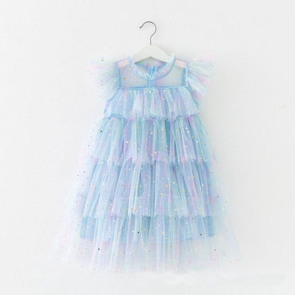 Vestido Infantil Babados Tule Loja Click Certo 