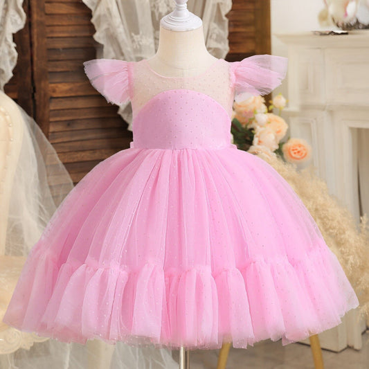 Vestido Infantil Feminino Tule Manguinha Loja Click Certo 